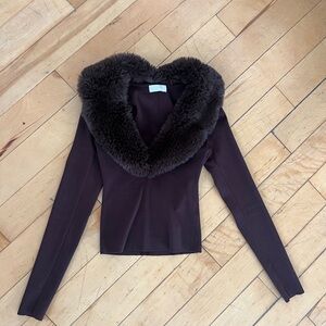 Meshki Fur Trim Knit Sweater - BRAND NEW